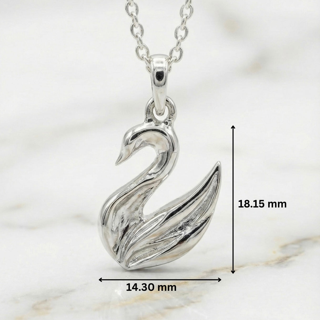 Swan 925 sterling silver unisex pendant with chain