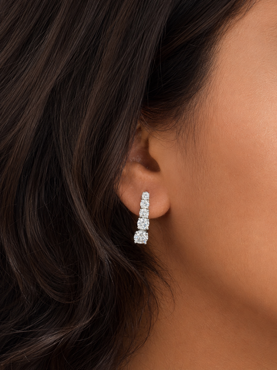 Starline Drop 925 Sterling Silver Earrings with Zircon studded