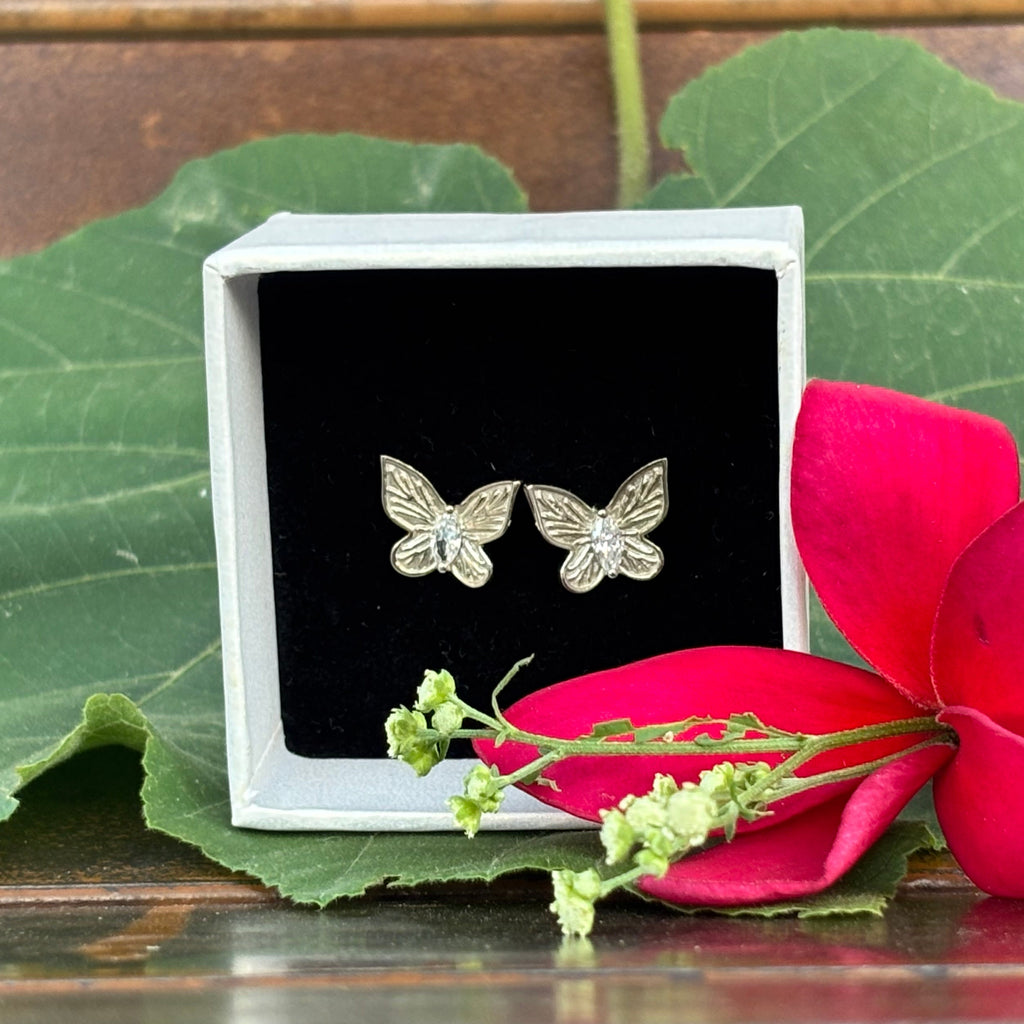 Butterfly 925 Sterling Silver Earrings with Zircon studded