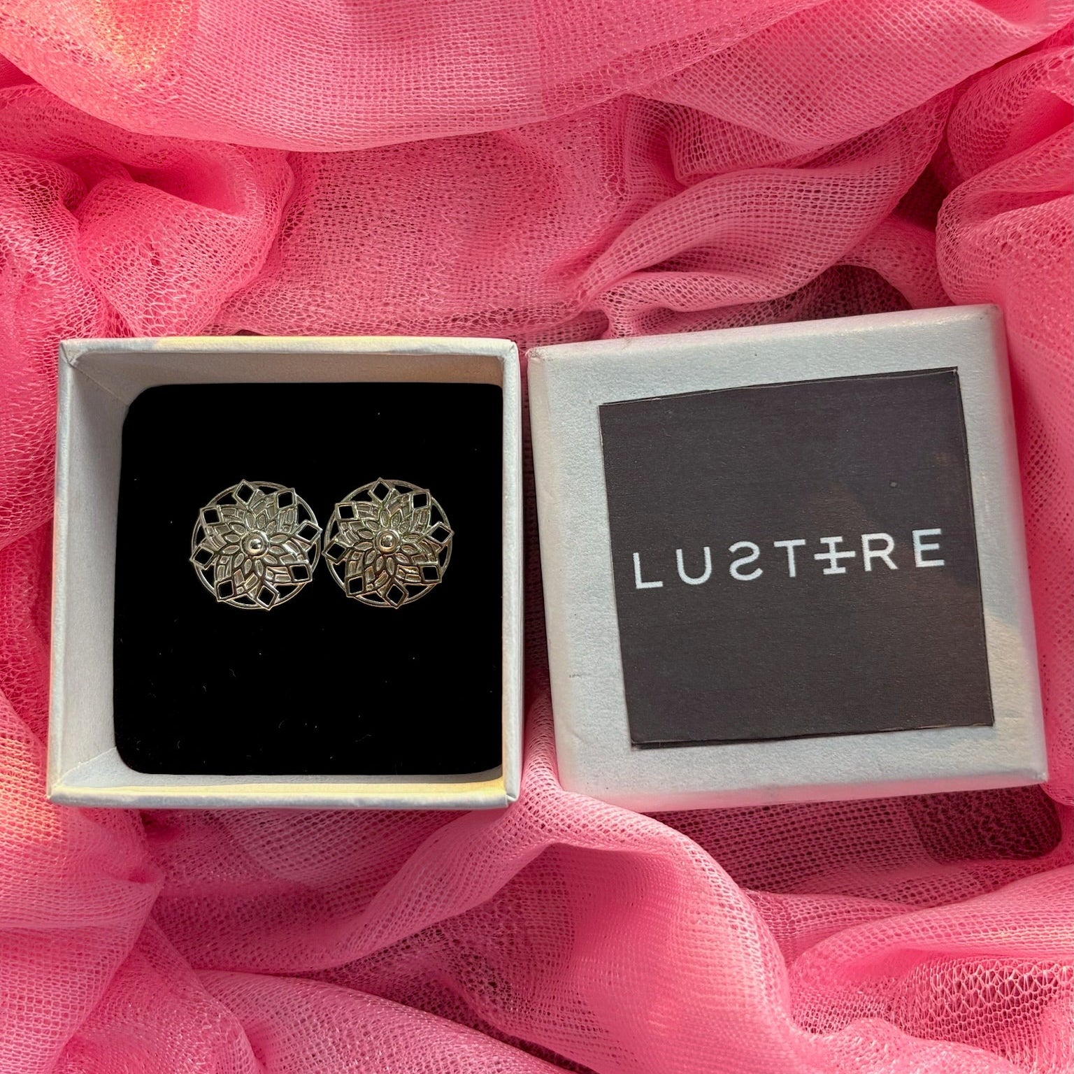 Flower Button Earring 925 Sterling Silver