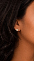 Flower Shape Stud 925 Sterling Silver Earrings with Zircon Studded