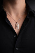 Compass dog tag 925 sterling silver unisex pendant with chain