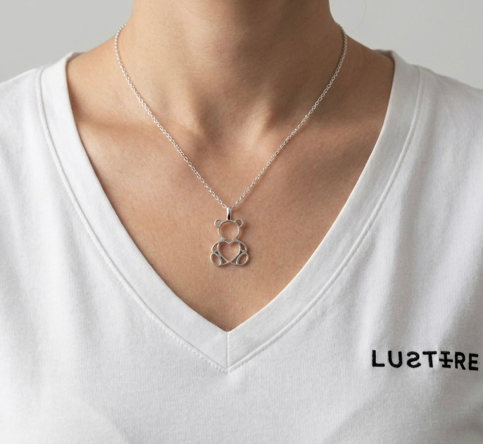 Teddy 925 sterling silver unisex pendant with chain