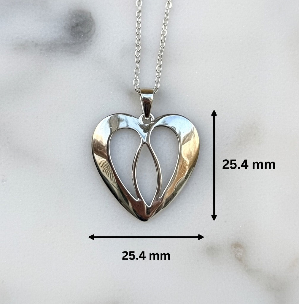 Heart minimal 925 sterling silver unisex pendant with chain