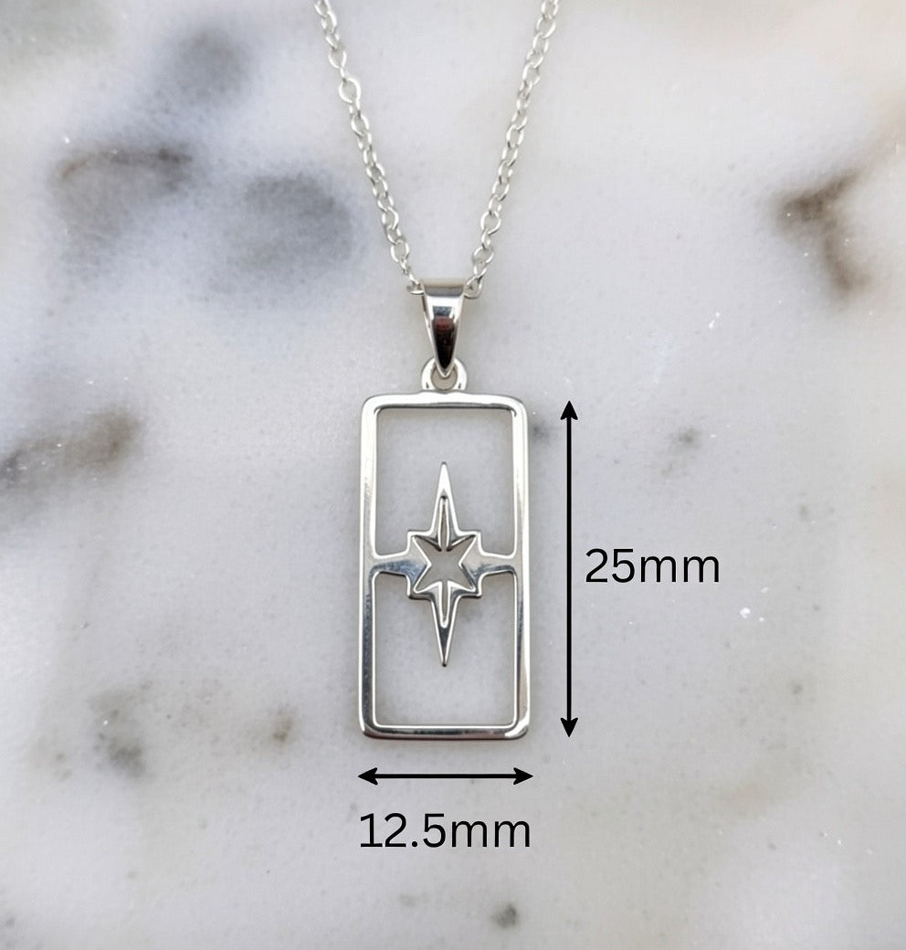 Compass dog tag 925 sterling silver unisex pendant with chain