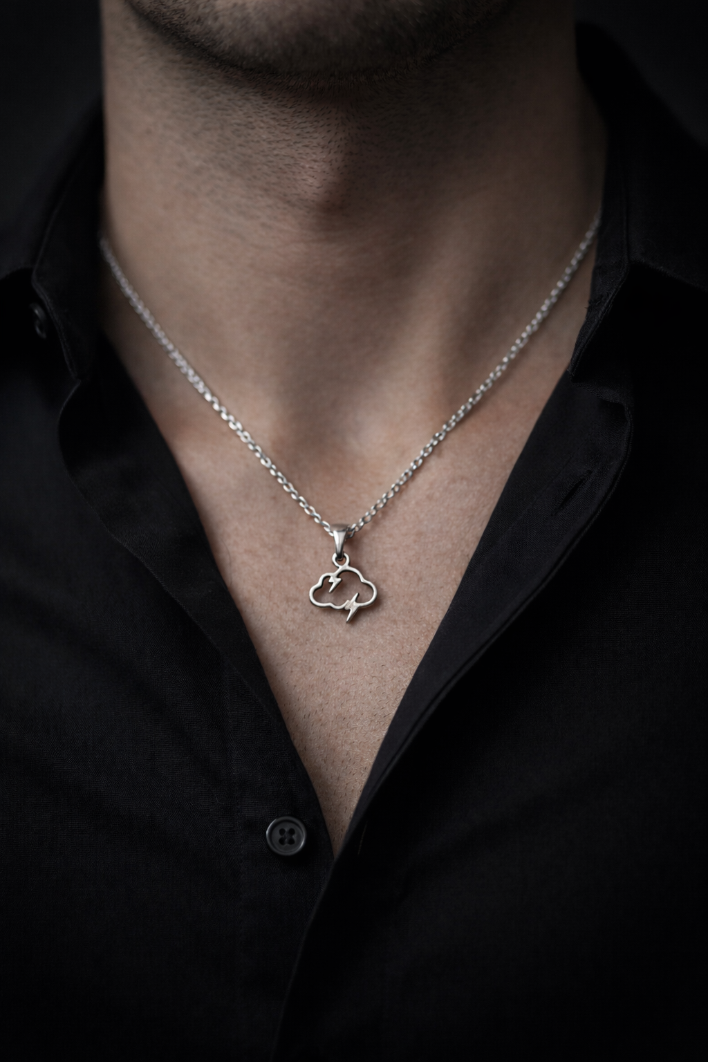 Thunder cloud 925 sterling silver unisex pendant with chain