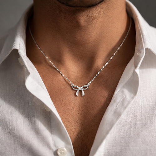 Bow 925 sterling silver unisex pendant with chain