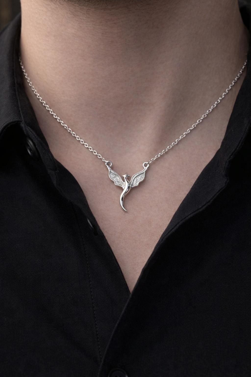 Phoenix 925 sterling silver unisex pendant with chain