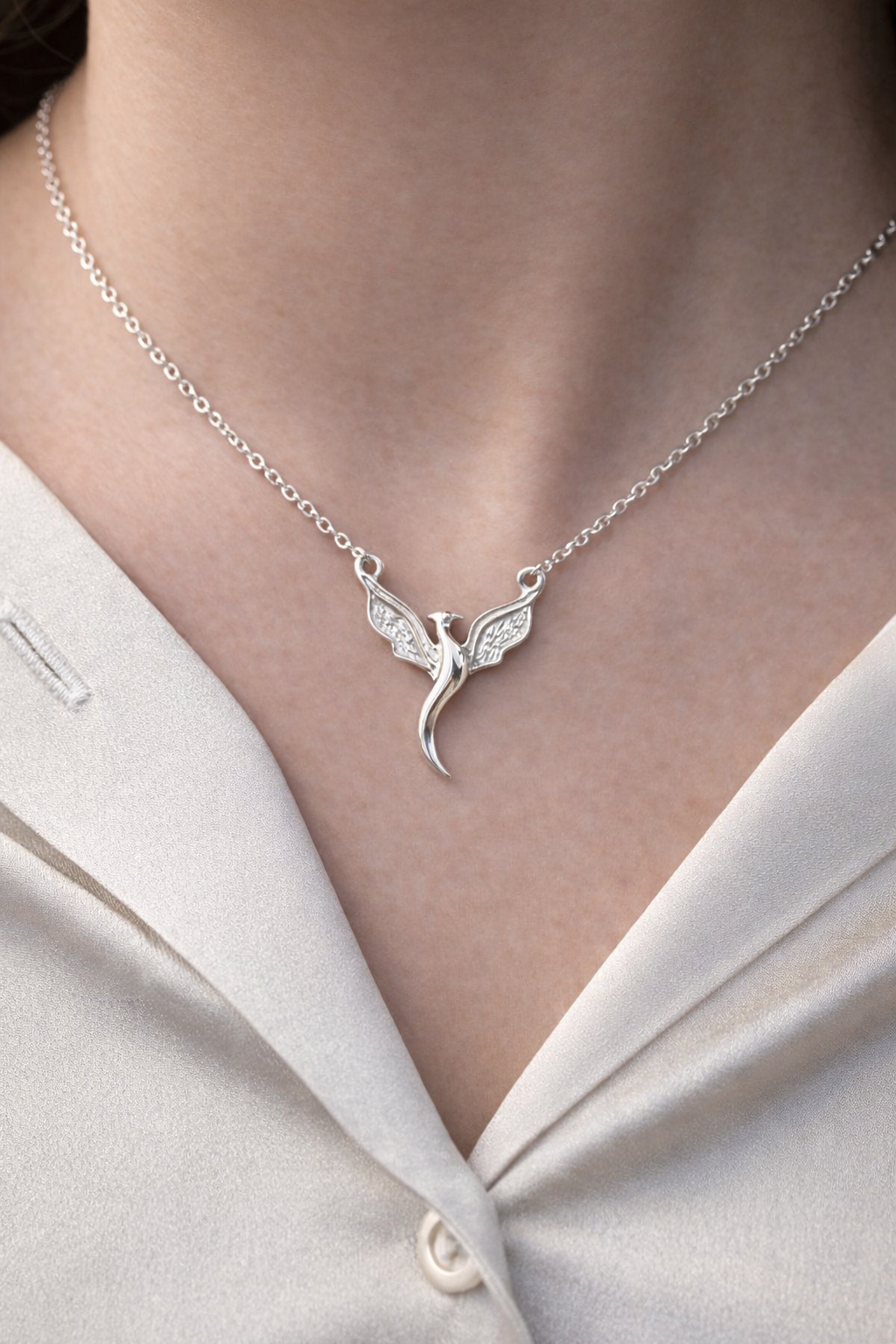 Phoenix 925 sterling silver unisex pendant with chain