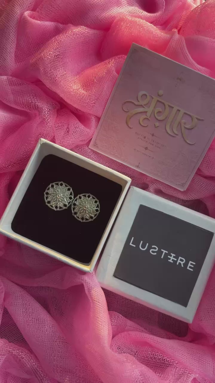 Flower Button Earring 925 Sterling Silver