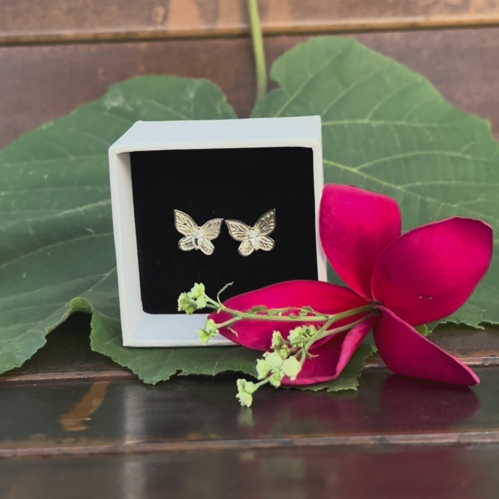 Butterfly 925 Sterling Silver Earrings with Zircon studded